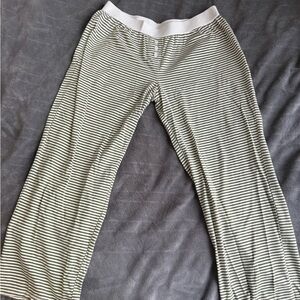Shosho Green and White Striped Pajama Pants